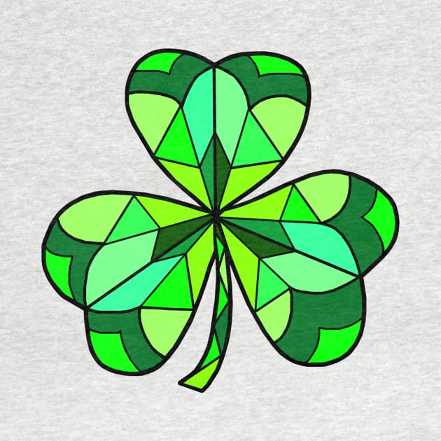 Stained Glass Green Irish Clover by Art by Deborah Camp